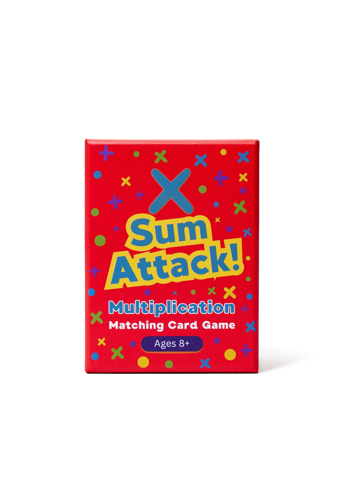 Sum Attack! Multiplication math card game box, front